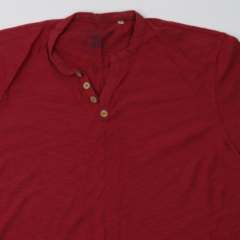 Debenhams Mens Red  Cotton  T-Shirt Size XL V-Neck