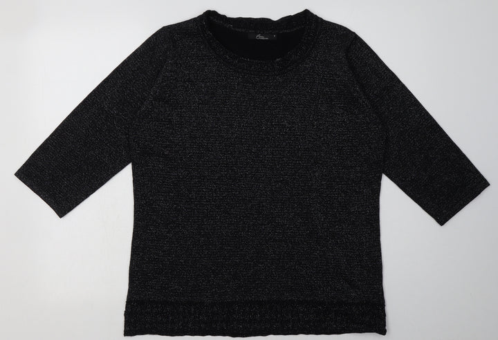 BM Womens Black Acrylic Pullover Sweatshirt Size M Pullover