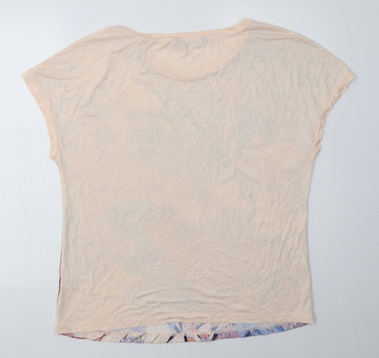 Bonmarché Womens Pink Floral Polyester Basic T-Shirt Size 14 Crew Neck