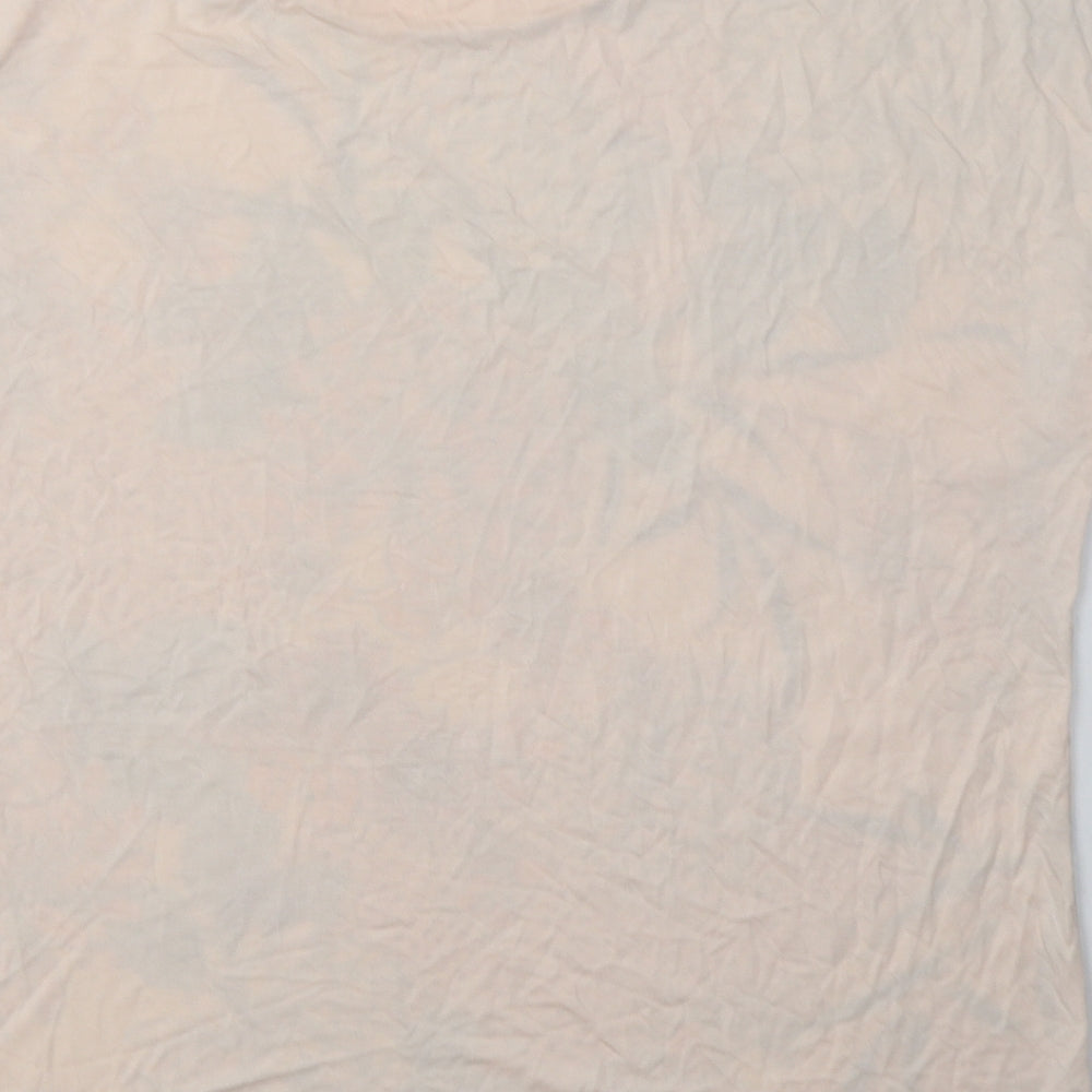 Bonmarché Womens Pink Floral Polyester Basic T-Shirt Size 14 Crew Neck