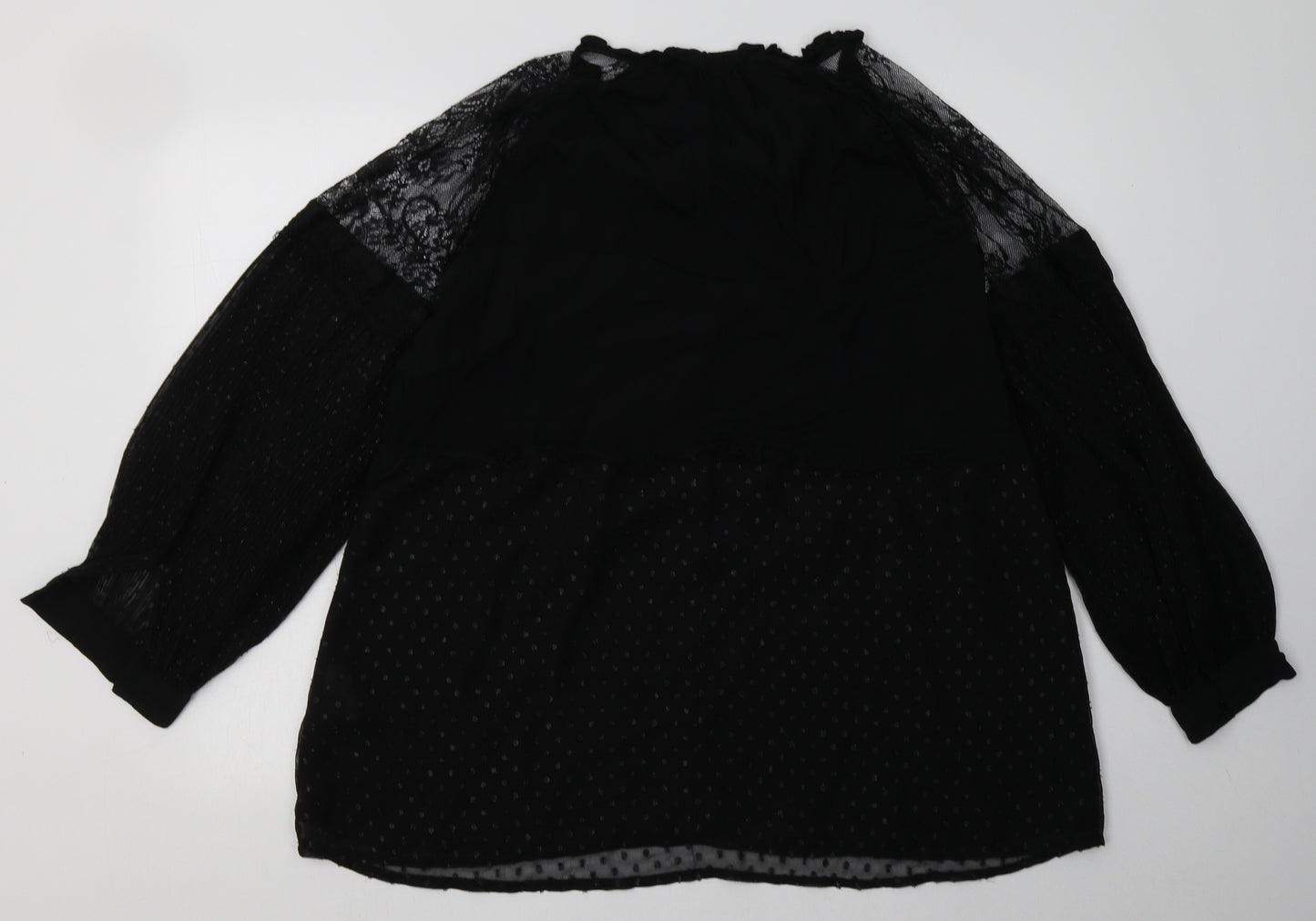 River Island Womens Black Geometric Polyester Basic Blouse Size 20 Crew Neck