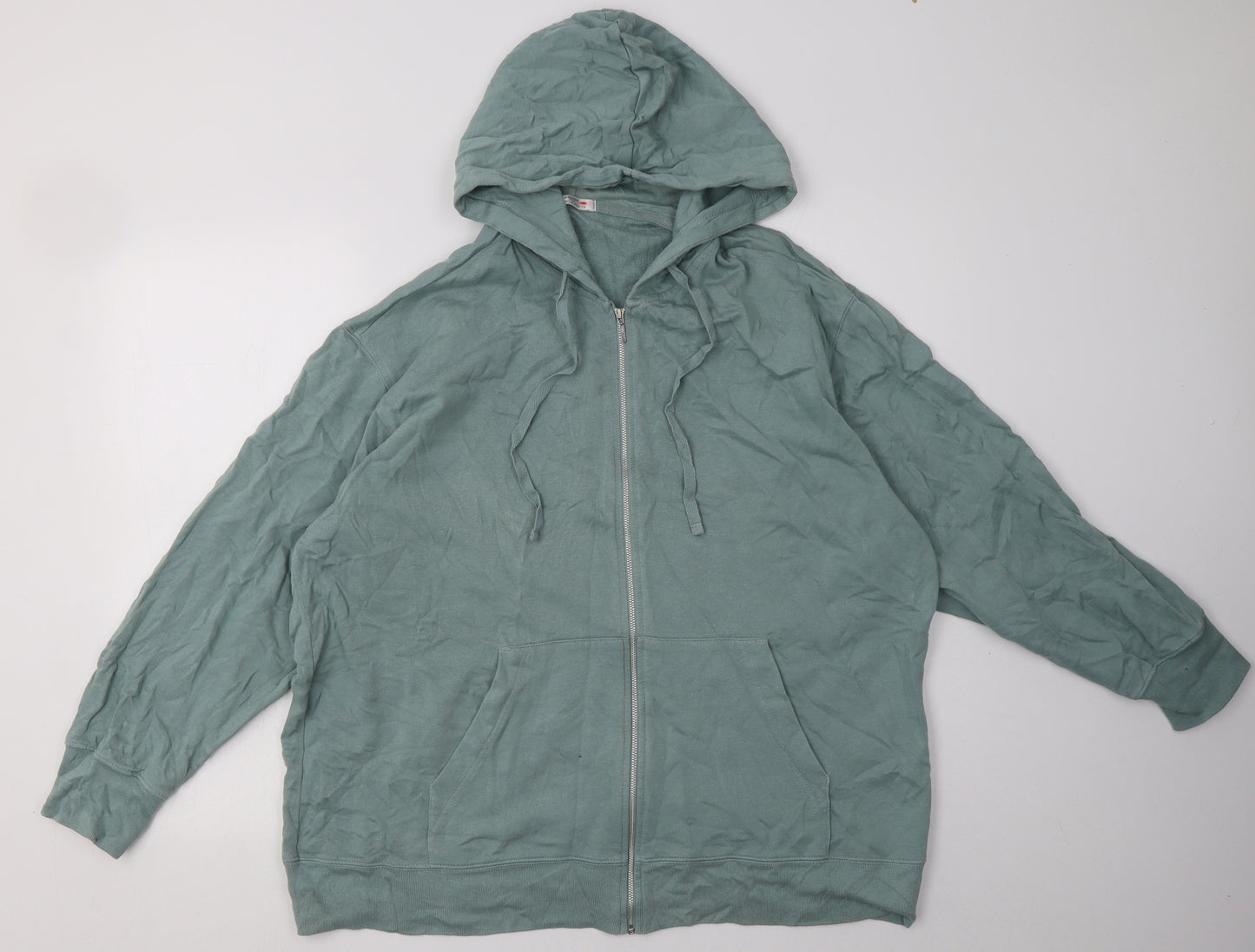 Marks and Spencer Womens Green  Cotton Full Zip Hoodie Size 18  Zip