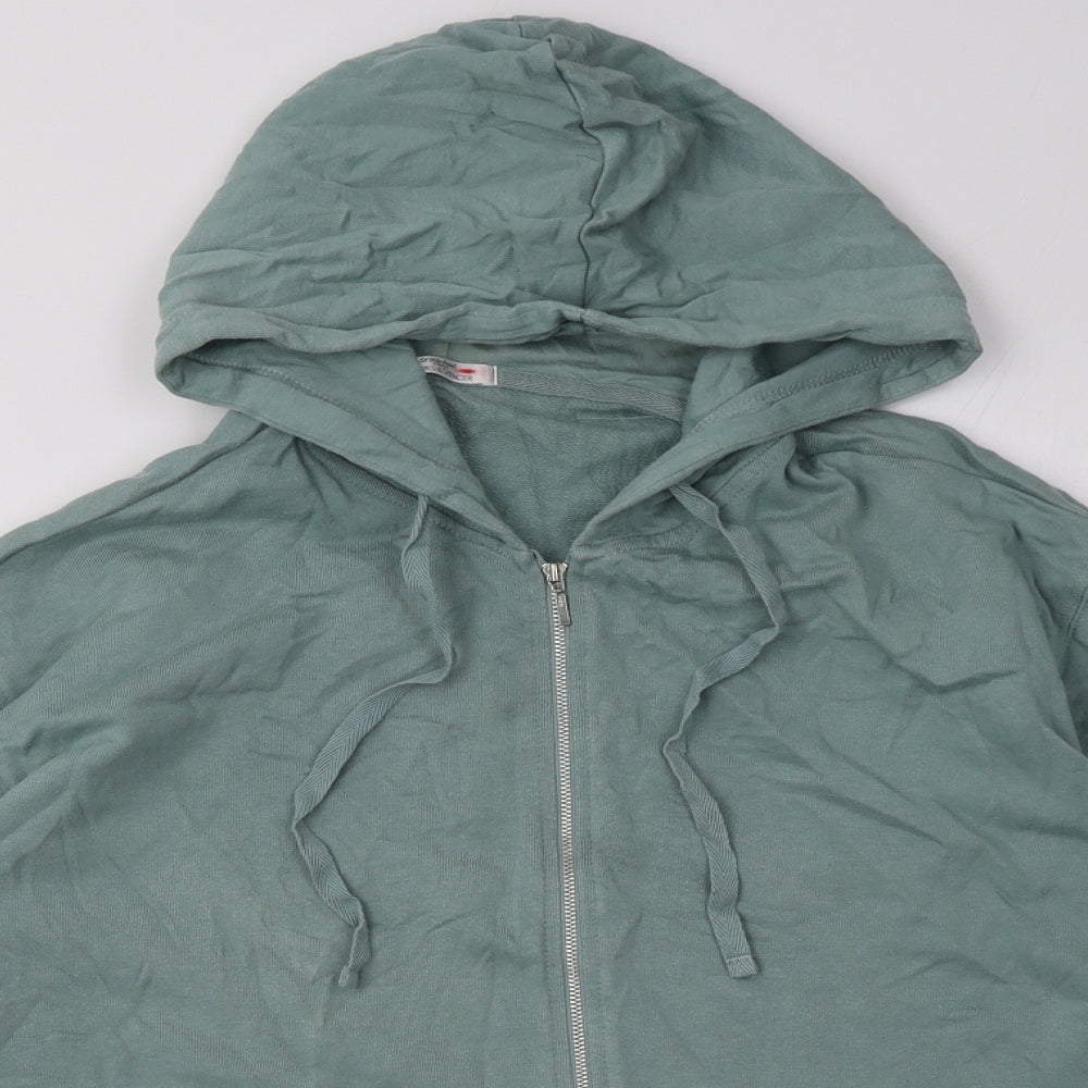 Marks and Spencer Womens Green  Cotton Full Zip Hoodie Size 18  Zip