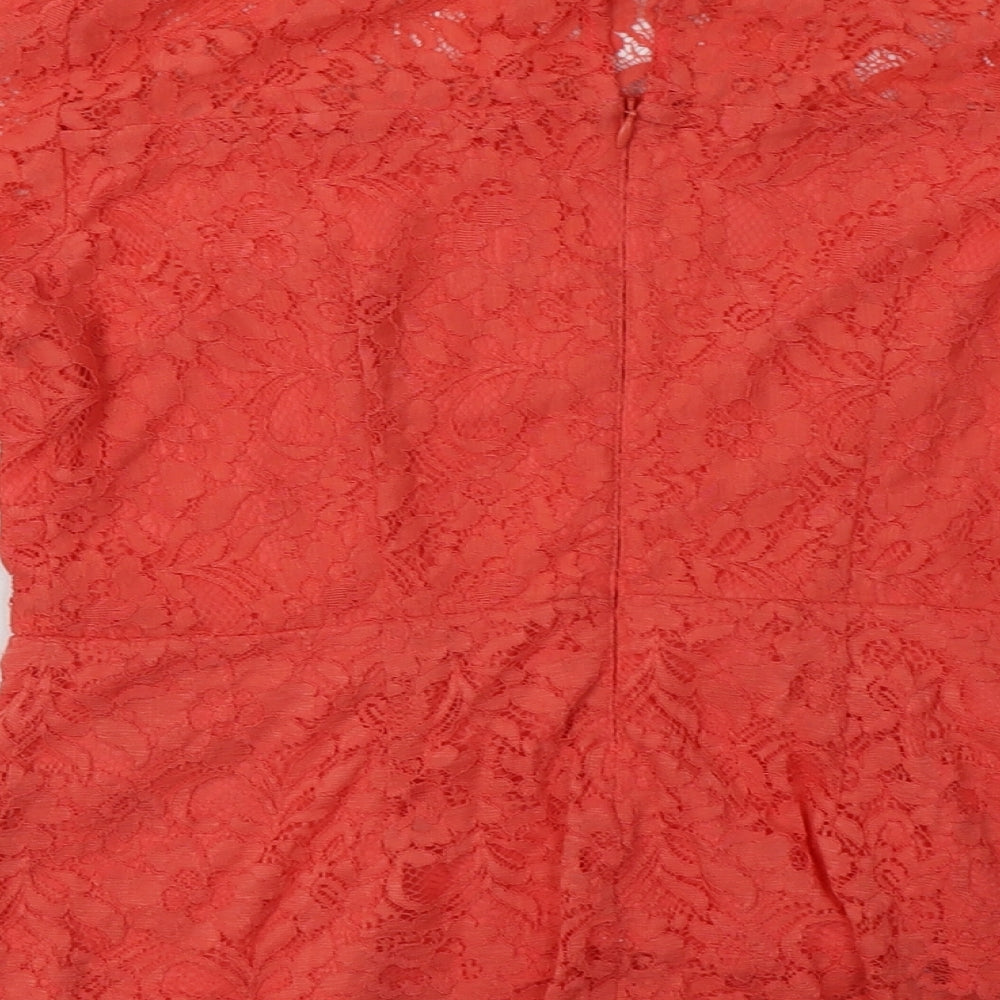 Oasis Womens Pink  Viscose Basic Blouse Size M Crew Neck