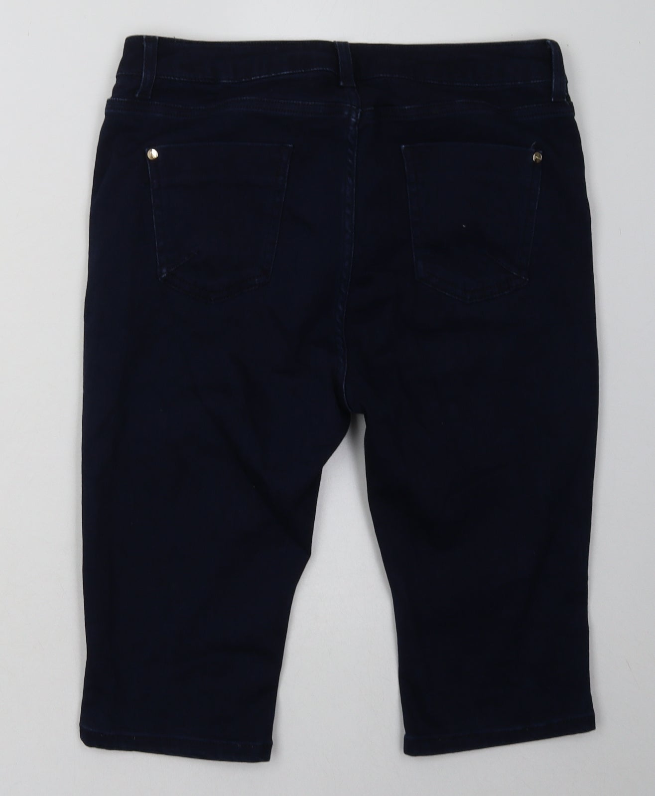 Marks and Spencer Womens Blue  Cotton Bermuda Shorts Size 12 L16 in Regular Button