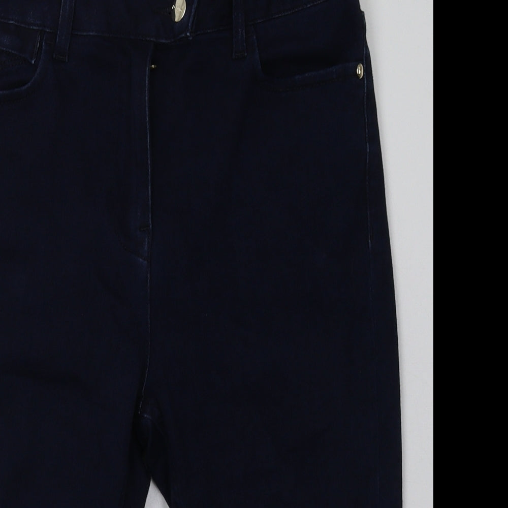 Marks and Spencer Womens Blue  Cotton Bermuda Shorts Size 12 L16 in Regular Button