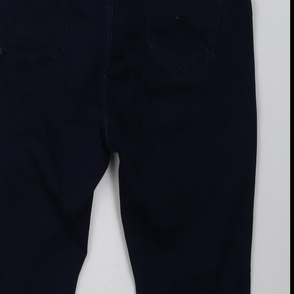 Marks and Spencer Womens Blue  Cotton Bermuda Shorts Size 12 L16 in Regular Button