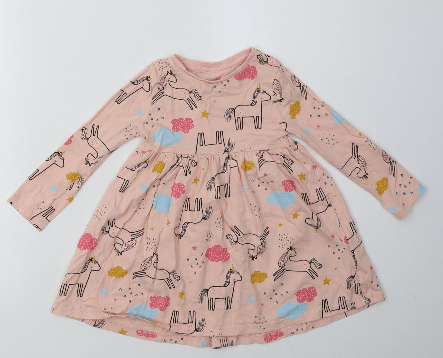 F&F Girls Pink Geometric Cotton A-Line  Size 2-3 Years  Crew Neck Pullover