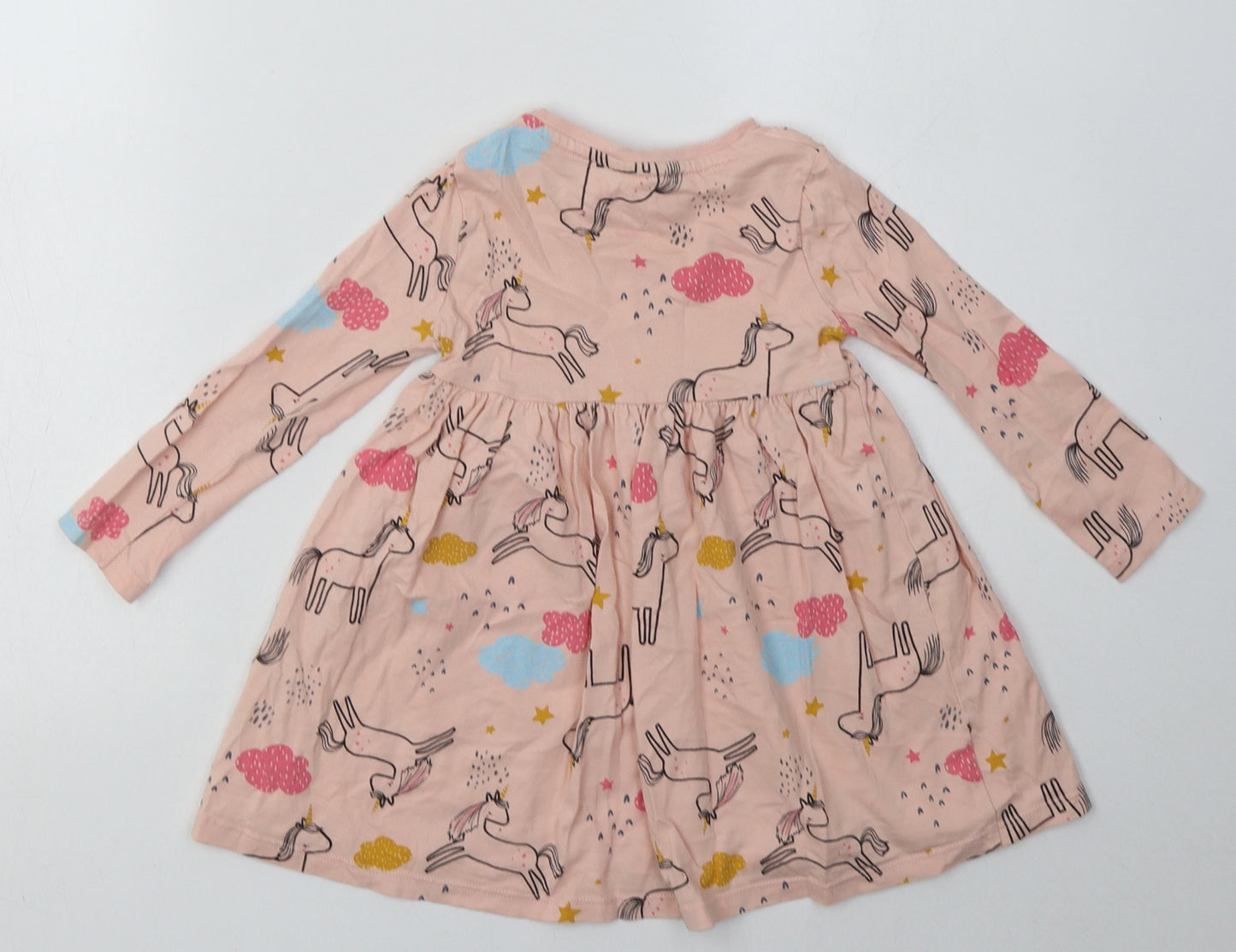 F&F Girls Pink Geometric Cotton A-Line  Size 2-3 Years  Crew Neck Pullover