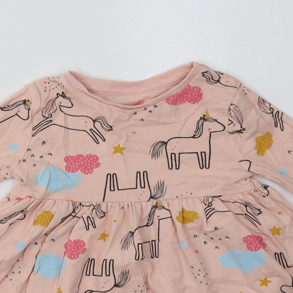 F&F Girls Pink Geometric Cotton A-Line  Size 2-3 Years  Crew Neck Pullover