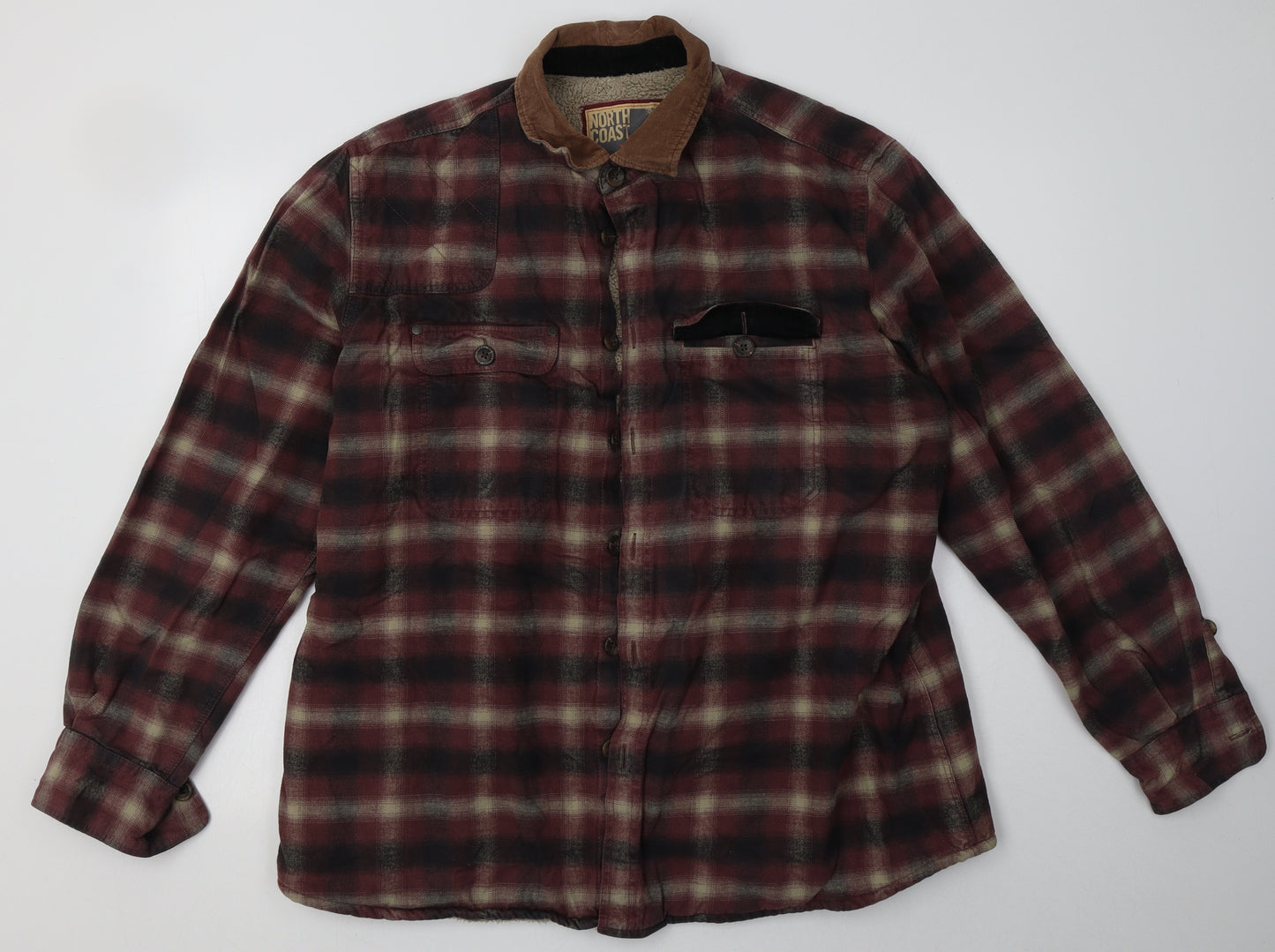 Marks and Spencer Mens Red Check  Jacket  Size XL  Button