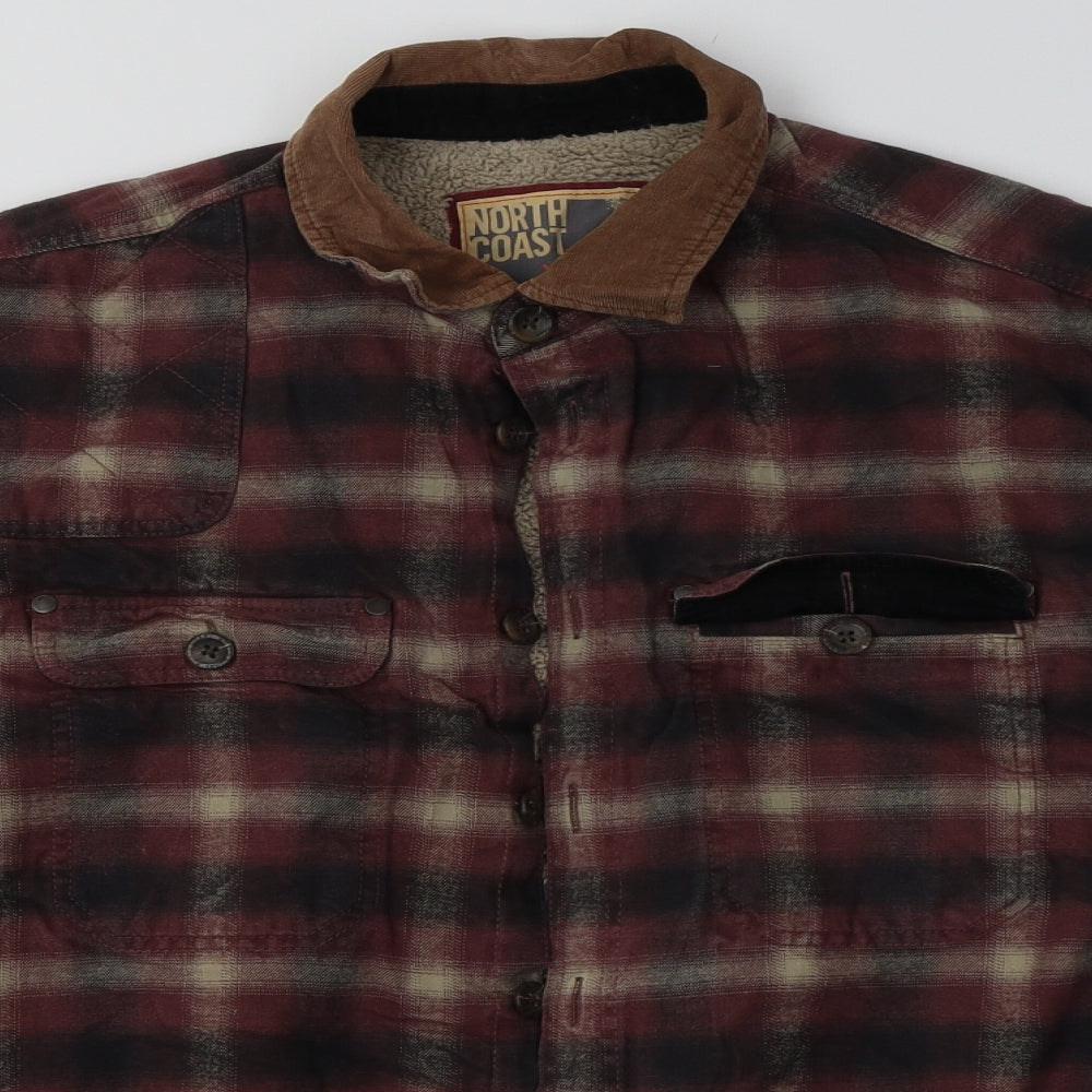 Marks and Spencer Mens Red Check  Jacket  Size XL  Button