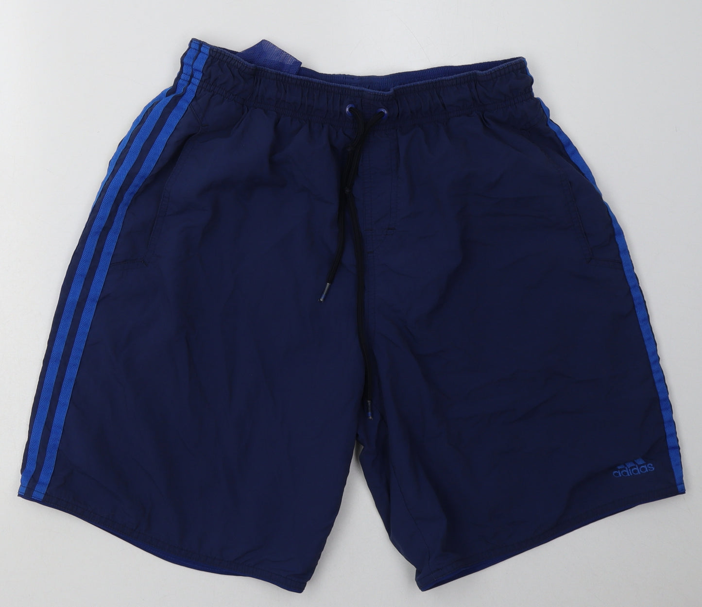 adidas Mens Black Striped Polyester Sweat Shorts Size L L12 in Regular Tie