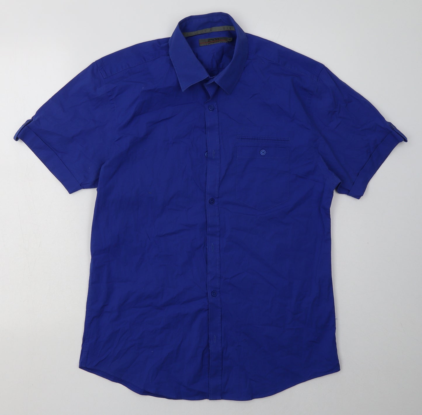 Matalan Mens Blue  Cotton  Button-Up Size M Collared Button