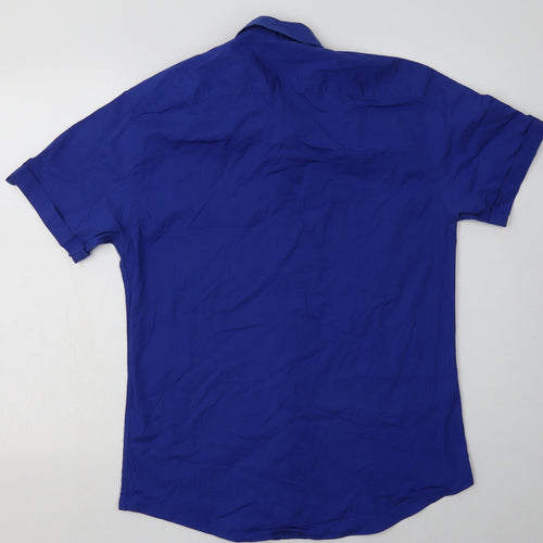 Matalan Mens Blue  Cotton  Button-Up Size M Collared Button