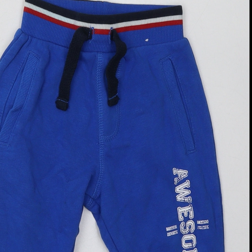 George Boys Blue  Cotton Jogger Trousers Size 12-18 Months  Tie - Awesome
