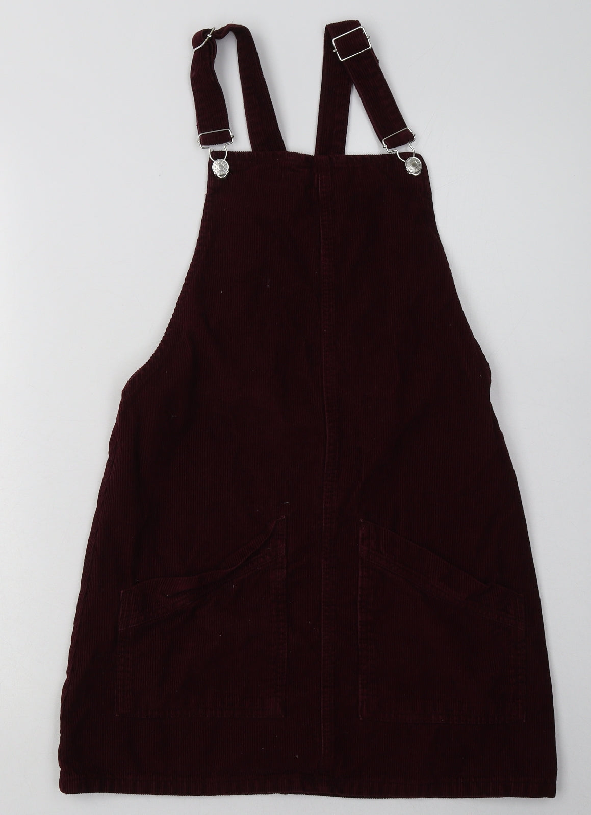 Topshop Womens Red  Cotton Pinafore/Dungaree Dress  Size 8  Square Neck Buckle