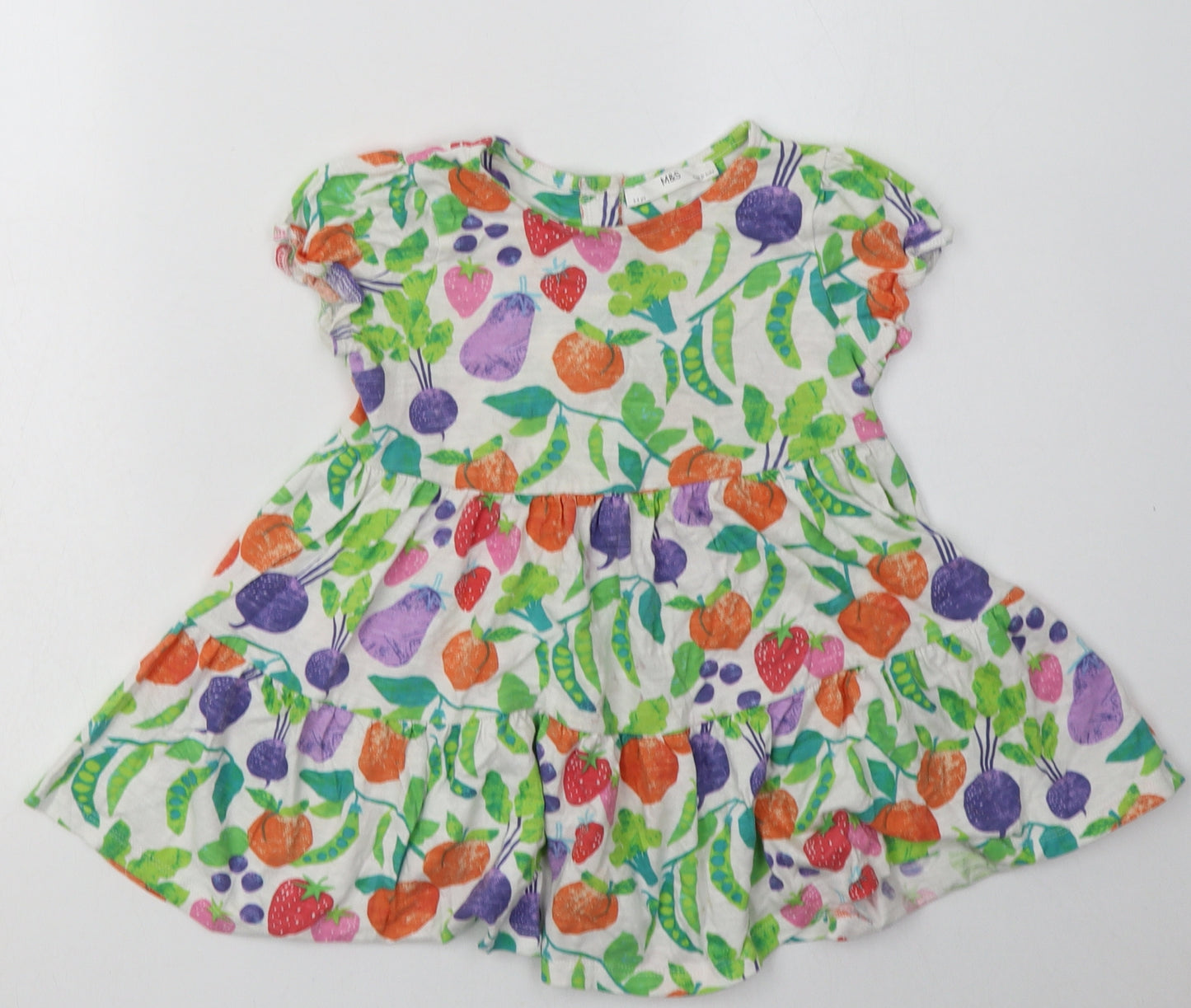 Marks and Spencer Girls Multicoloured Geometric Cotton A-Line  Size 3-4 Years  Crew Neck Pullover