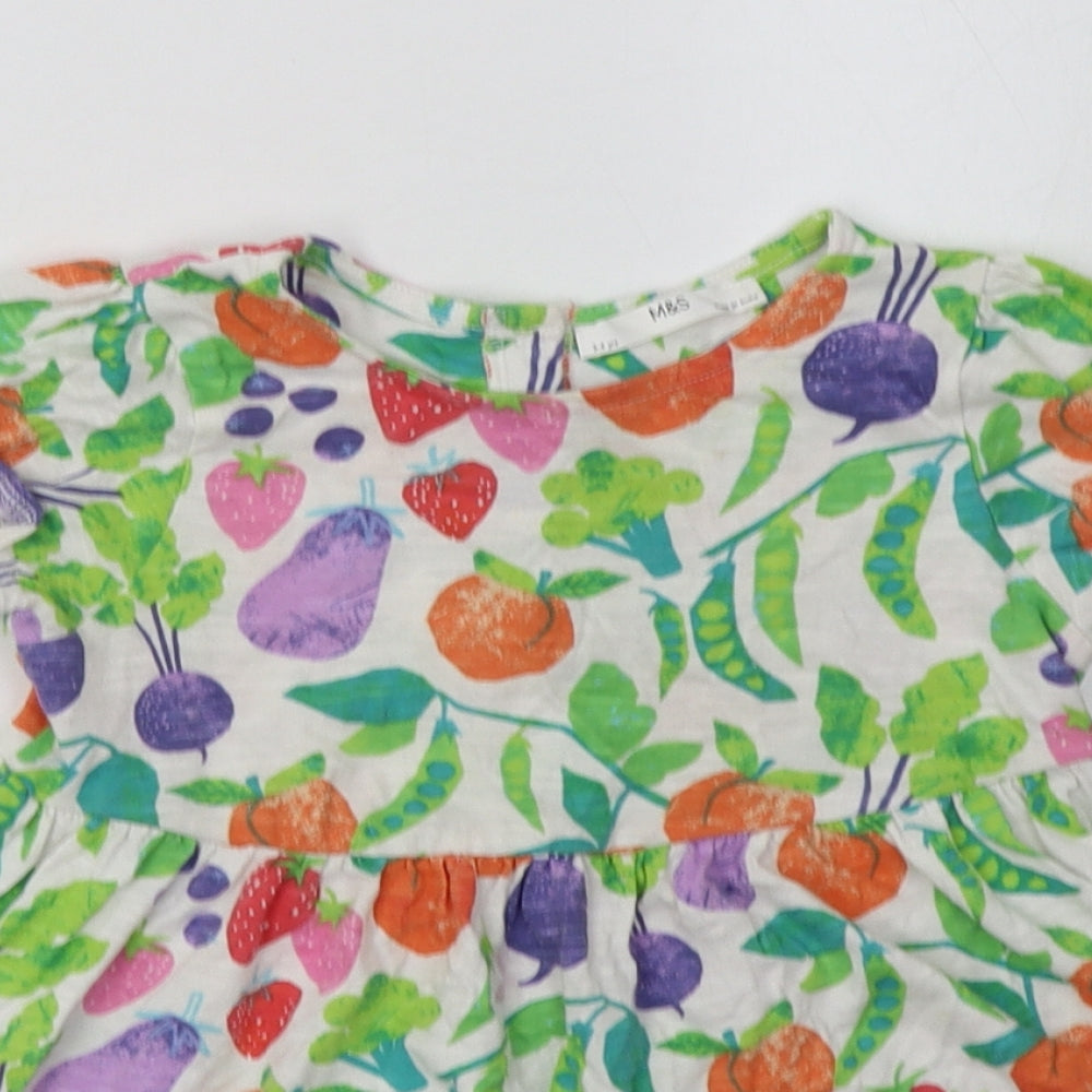 Marks and Spencer Girls Multicoloured Geometric Cotton A-Line  Size 3-4 Years  Crew Neck Pullover