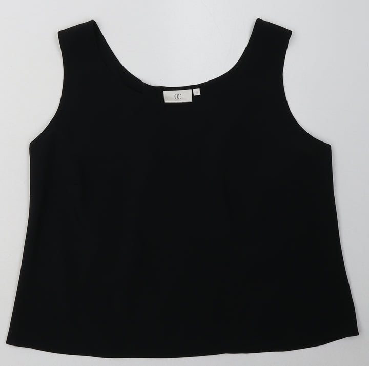 cc Womens Black Polyester Cropped Tank Size 18 Scoop Neck