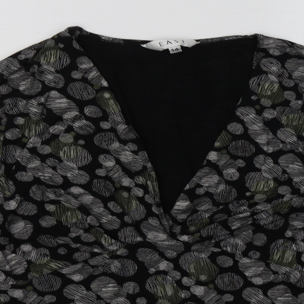 EAST Womens Black Geometric Viscose Pullover Sweatshirt Size 14  Pullover