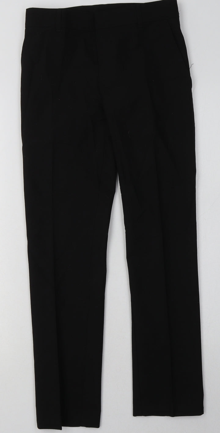 Marks and Spencer Boys Black  Polyester Capri Trousers Size 11-12 Years  Slim Hook & Eye - School Wear