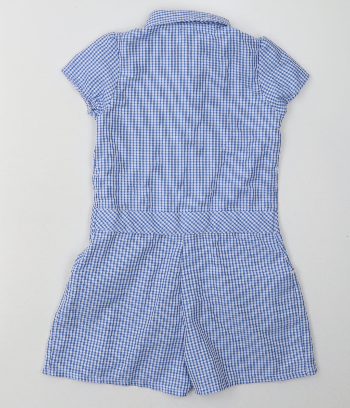 F&F Girls Blue Check Polyester Playsuit One-Piece Size 5-6 Years  Zip - School Wear