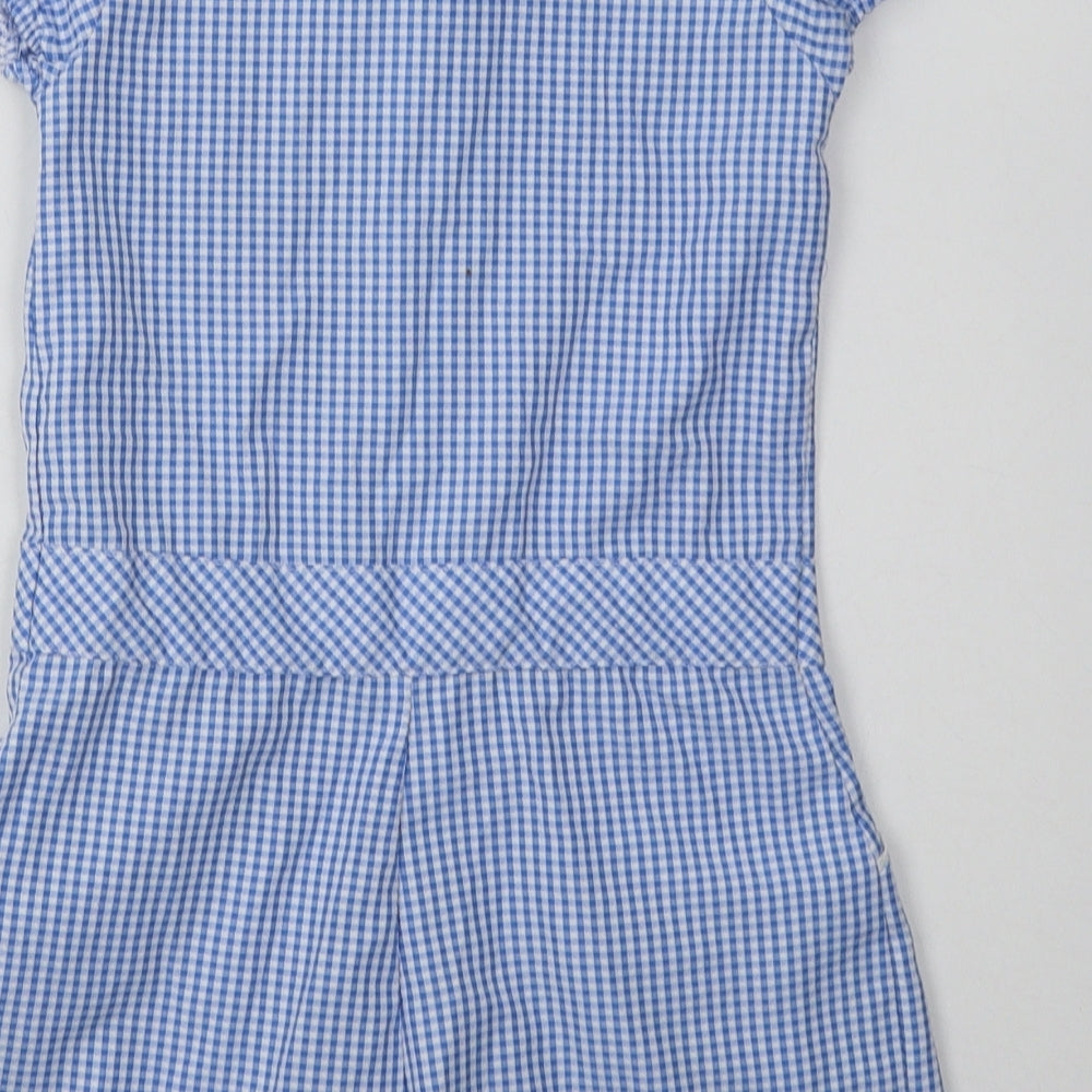 F&F Girls Blue Check Polyester Playsuit One-Piece Size 5-6 Years  Zip - School Wear