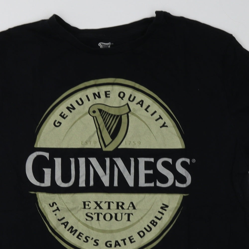 George Mens Black  Cotton  T-Shirt Size XL Crew Neck  - Guiness