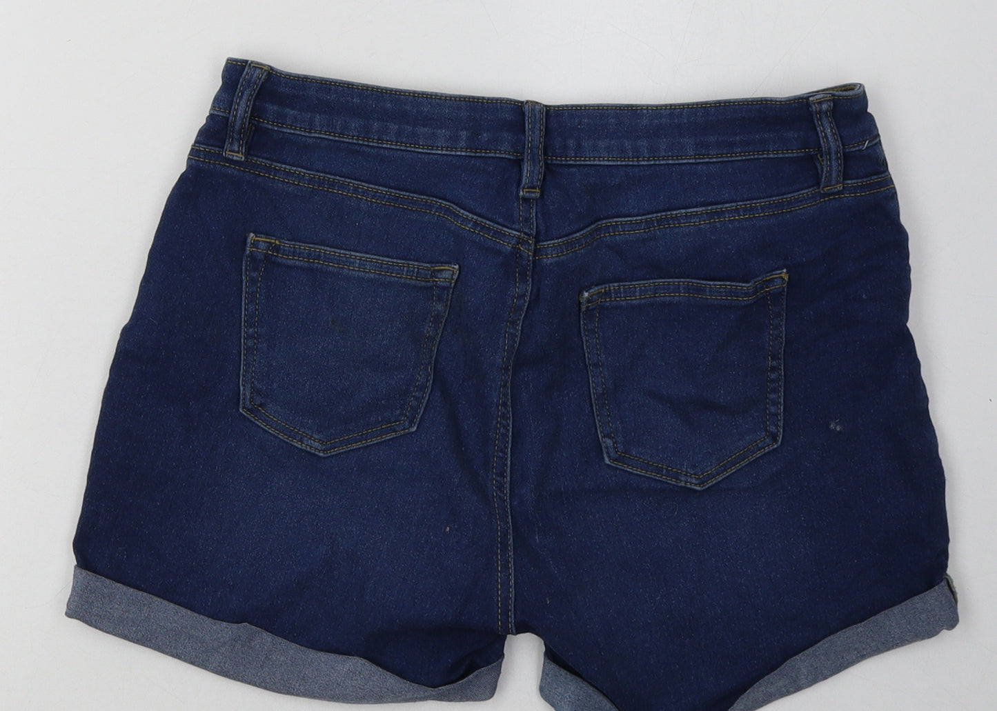 Primark Womens Blue  Cotton Bermuda Shorts Size 14 L6 in Regular Button