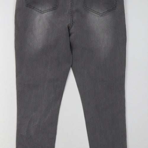 Nutmeg Womens Grey  Cotton Skinny Jeans Size 12 L28 in Regular Button - super shaper