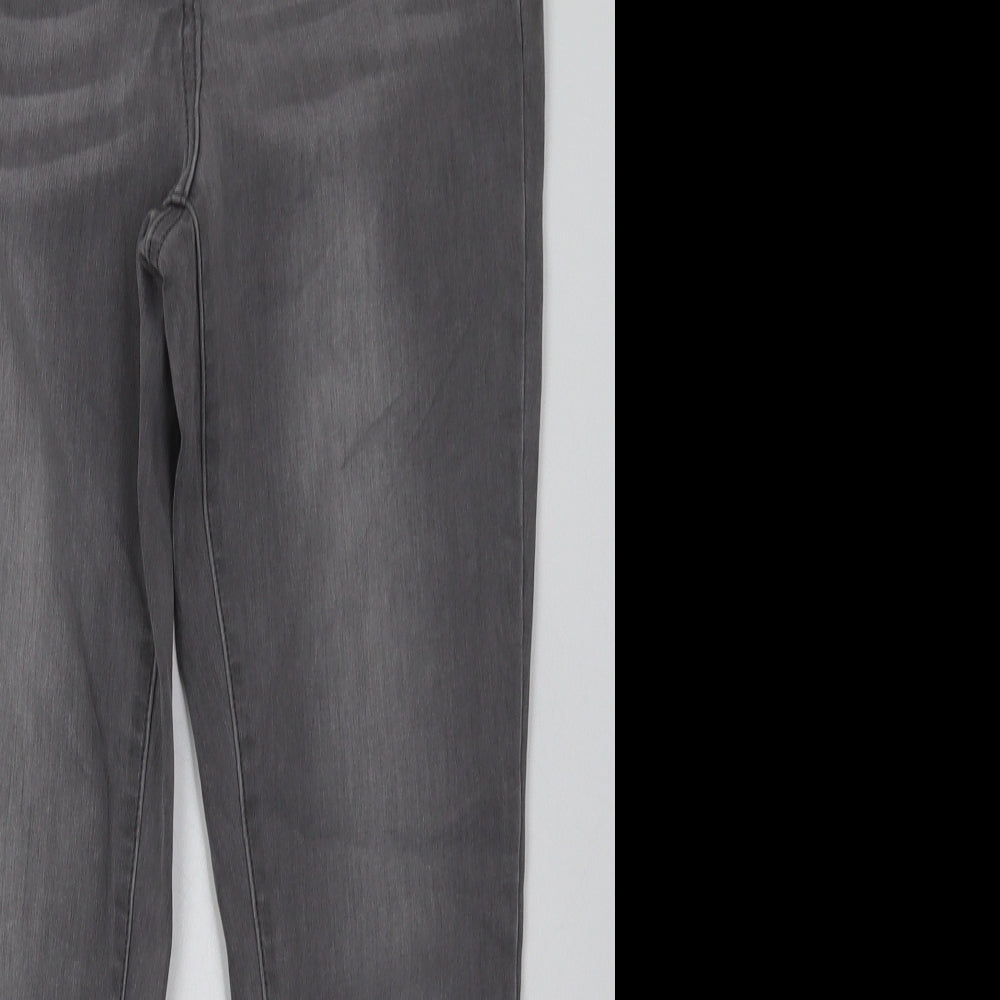 Nutmeg Womens Grey  Cotton Skinny Jeans Size 12 L28 in Regular Button - super shaper