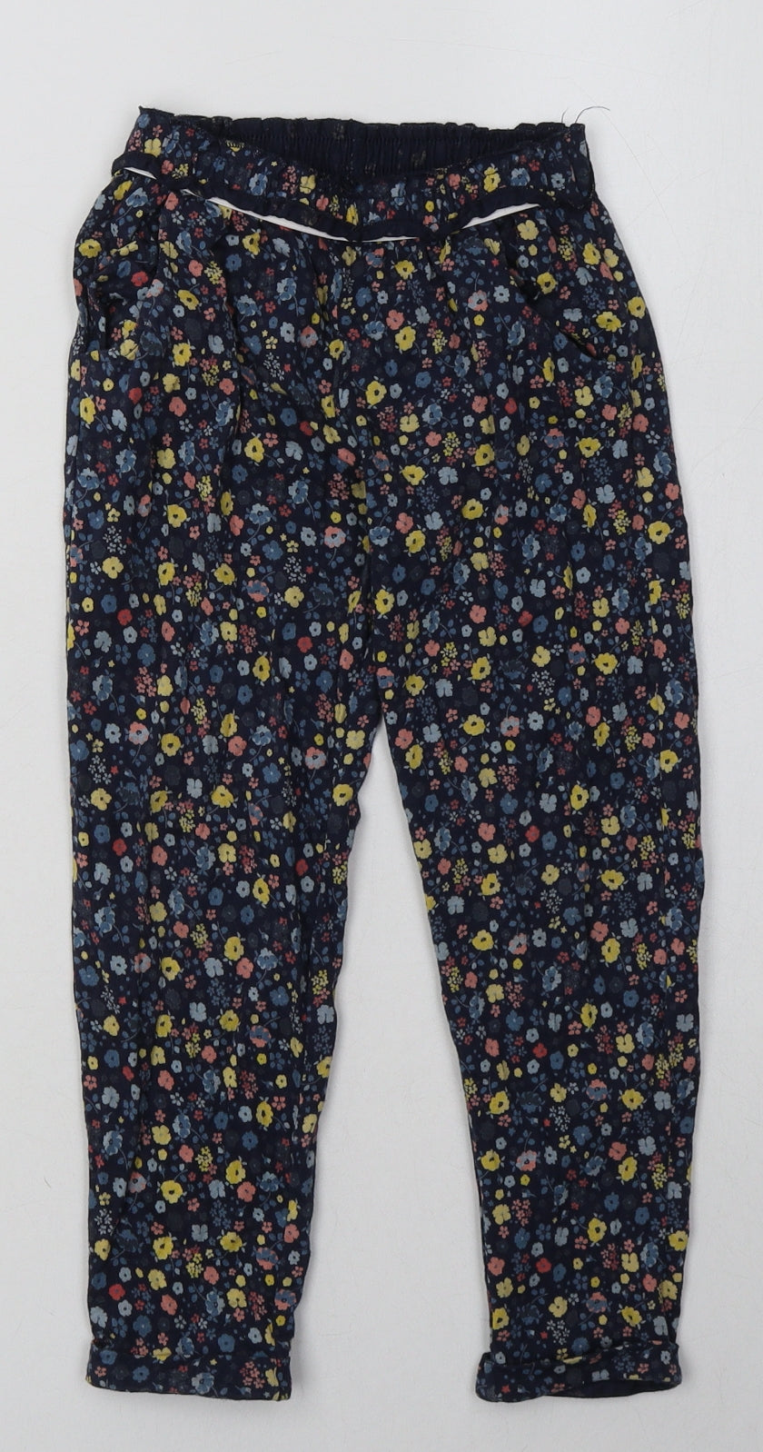Mothercare Girls Blue Flecked Cotton Capri Trousers Size 5-6 Years  Regular