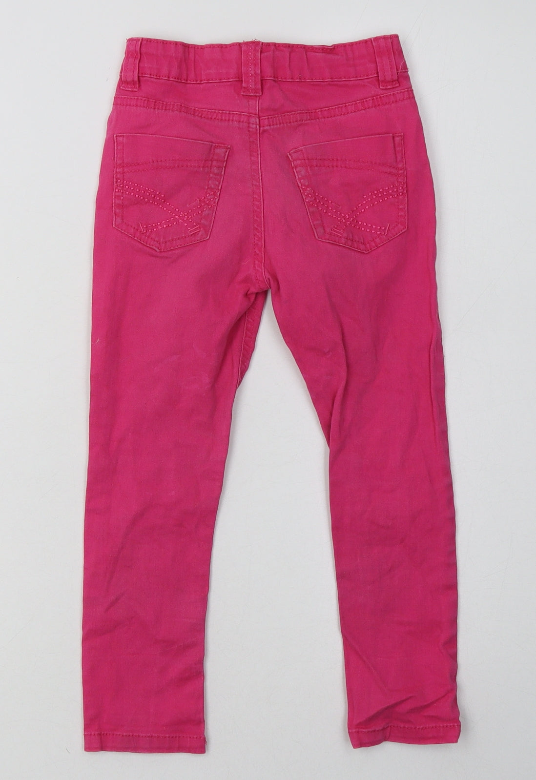 Primark Girls Pink  Cotton Straight Jeans Size 4-5 Years  Regular Buckle
