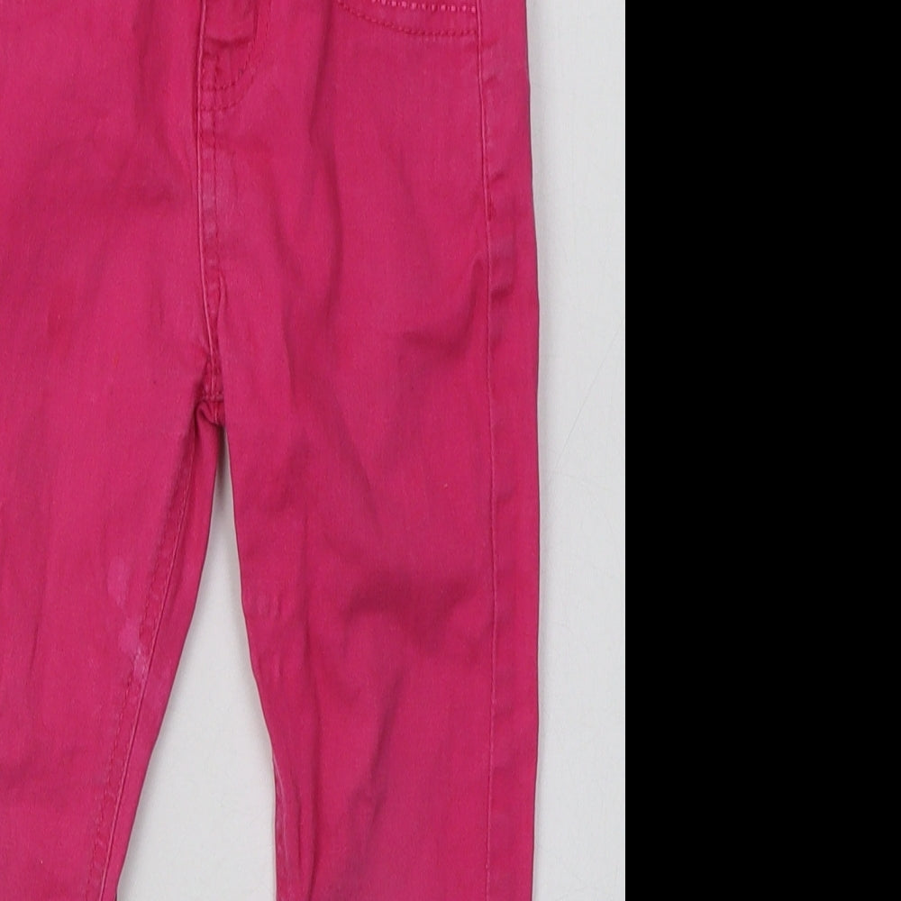 Primark Girls Pink  Cotton Straight Jeans Size 4-5 Years  Regular Buckle