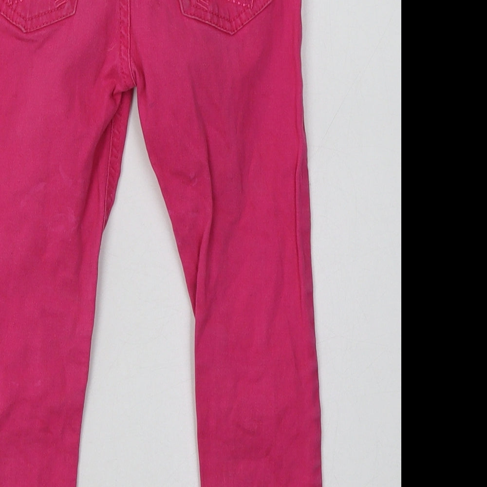 Primark Girls Pink  Cotton Straight Jeans Size 4-5 Years  Regular Buckle