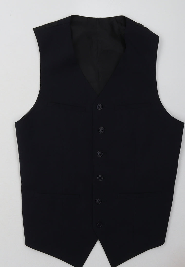 ASOS Mens Blue  Polyester Jacket Suit Waistcoat Size 36