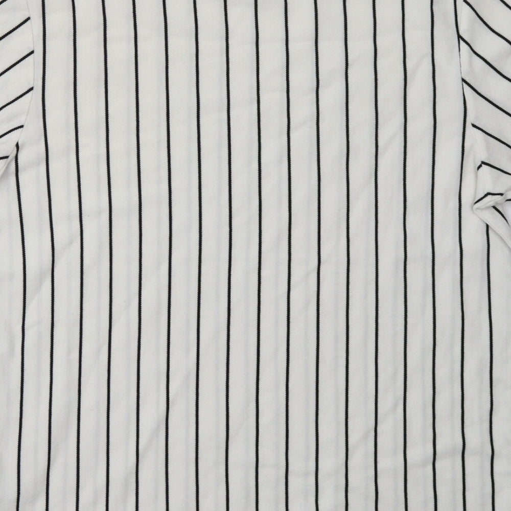 Topman Mens White Striped Cotton  T-Shirt Size M Crew Neck