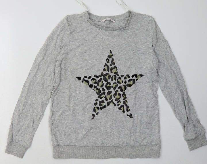 sainsburys Womens Grey Animal Print Cotton Pullover Sweatshirt Size 8 Pullover - Star Print