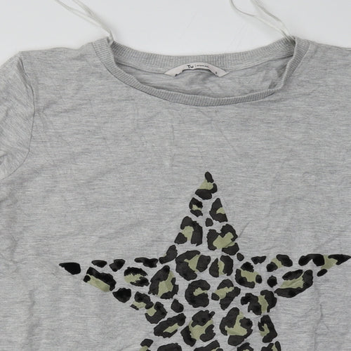 sainsburys Womens Grey Animal Print Cotton Pullover Sweatshirt Size 8  Pullover - Star Print