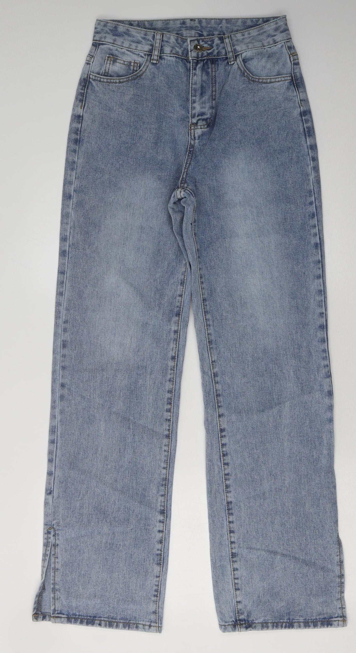 SheIn Womens Blue  Cotton Mom Jeans Size S L32 in Regular Button