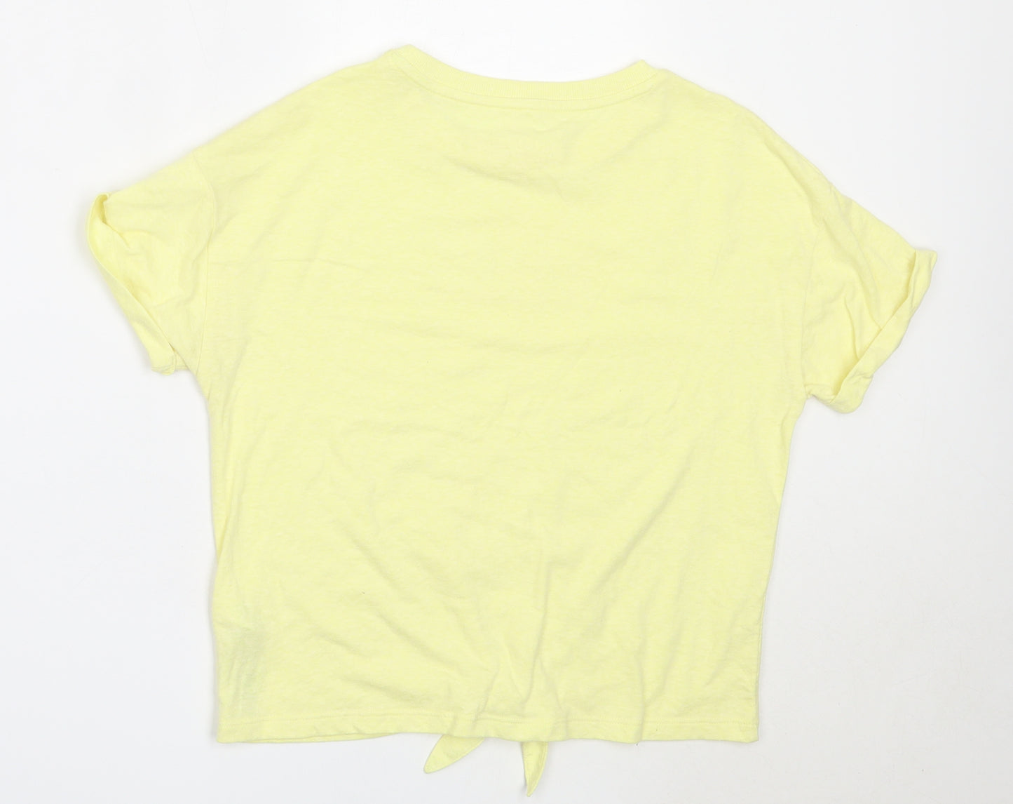 Marks and Spencer Girls Yellow  Polyester Basic T-Shirt Size 12-13 Years Round Neck