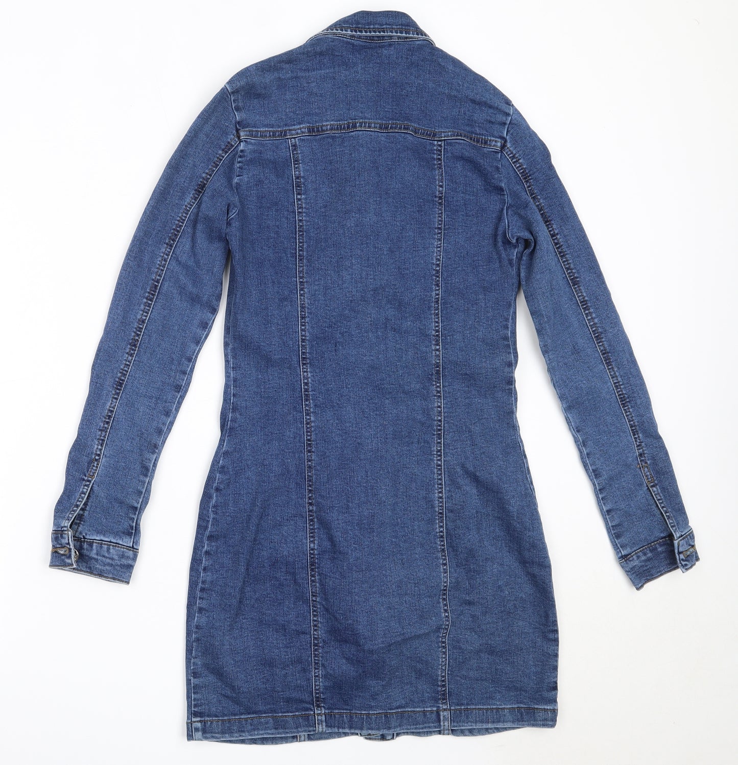 Primark Womens Blue  Cotton Shirt Dress  Size 8  Collared