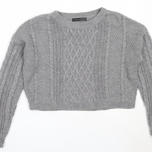 Atmosphere Womens Grey Round Neck  Acrylic Pullover Jumper Size 6