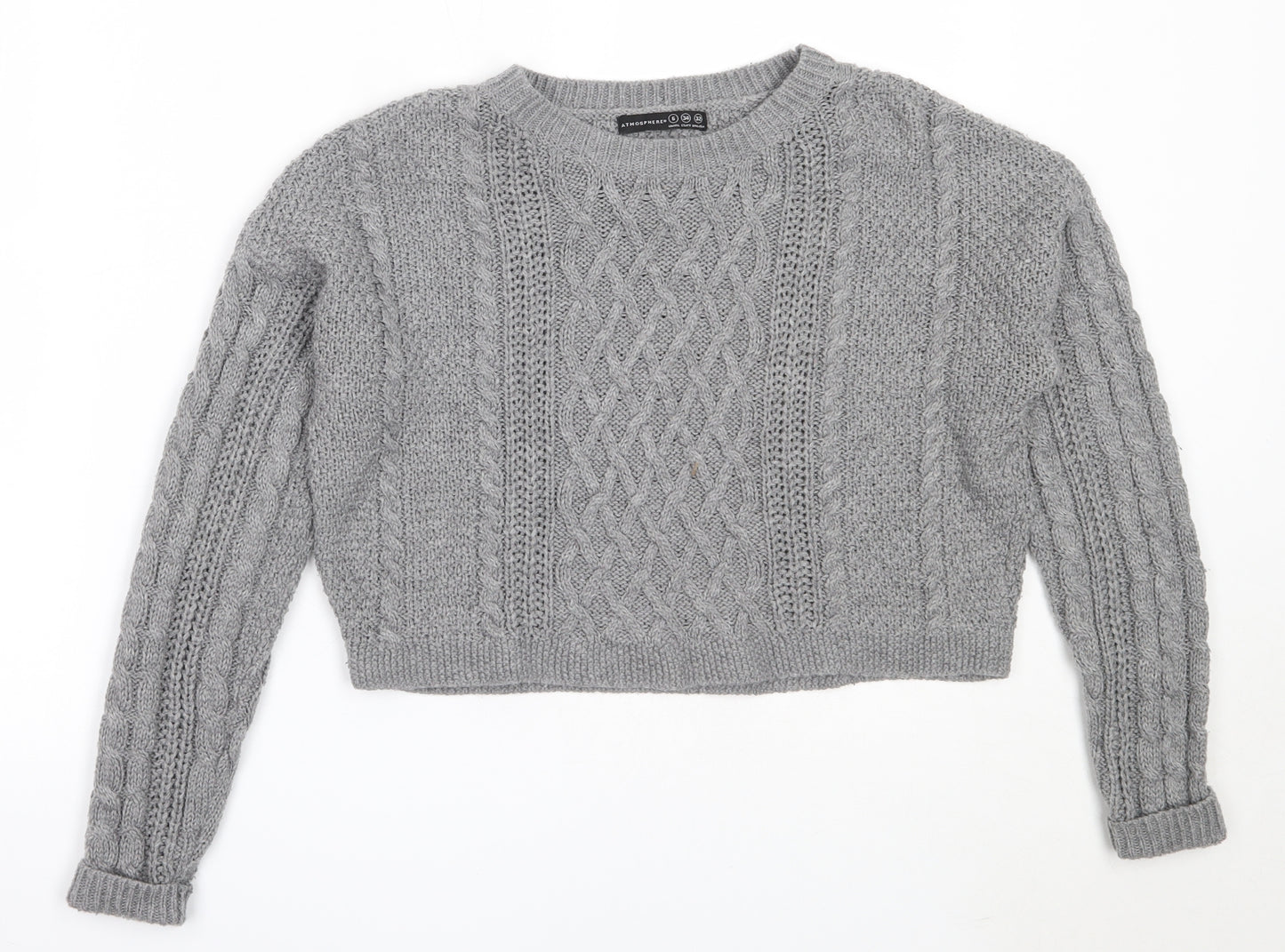Atmosphere Womens Grey Round Neck  Acrylic Pullover Jumper Size 6