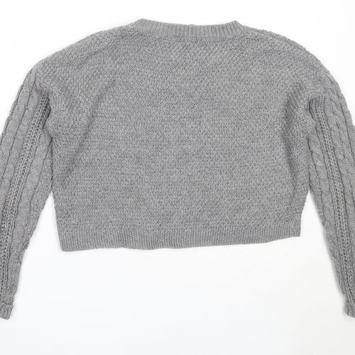 Atmosphere Womens Grey Round Neck  Acrylic Pullover Jumper Size 6