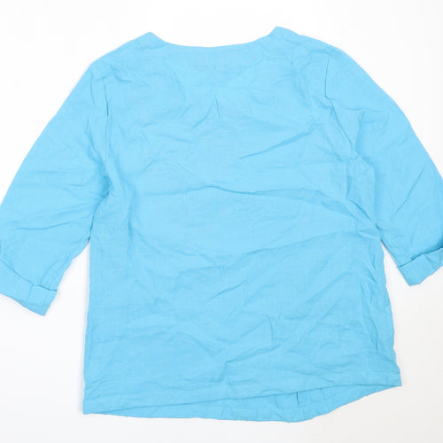 TIGI Womens Blue  Polyamide Basic Blouse Size 10 Round Neck