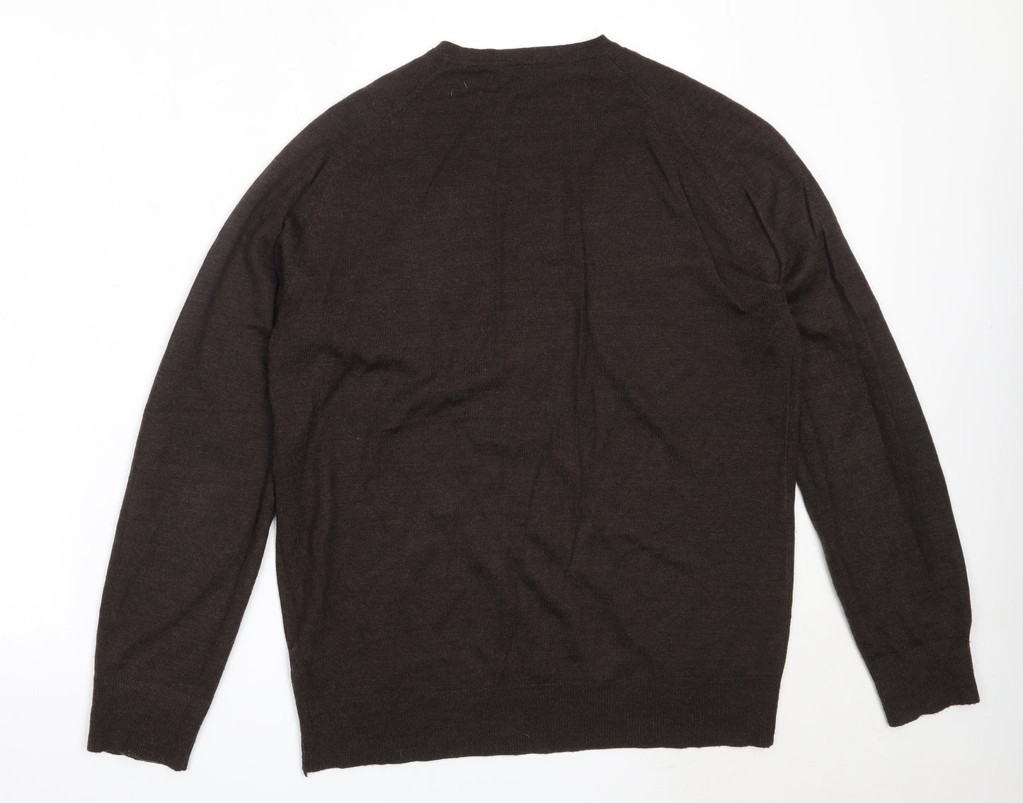 F&F Mens Brown V-Neck  Acrylic Pullover Jumper Size M