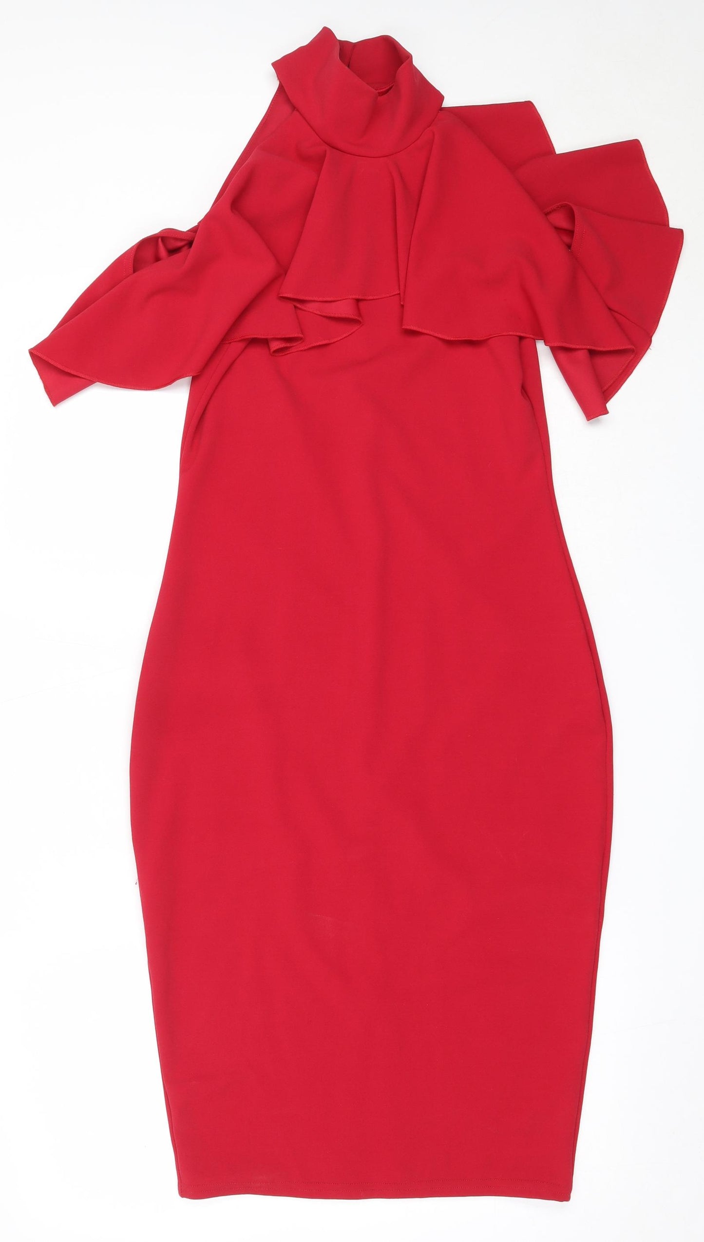 Missguided Womens Red  Polyester Bodycon  Size 12  High Neck
