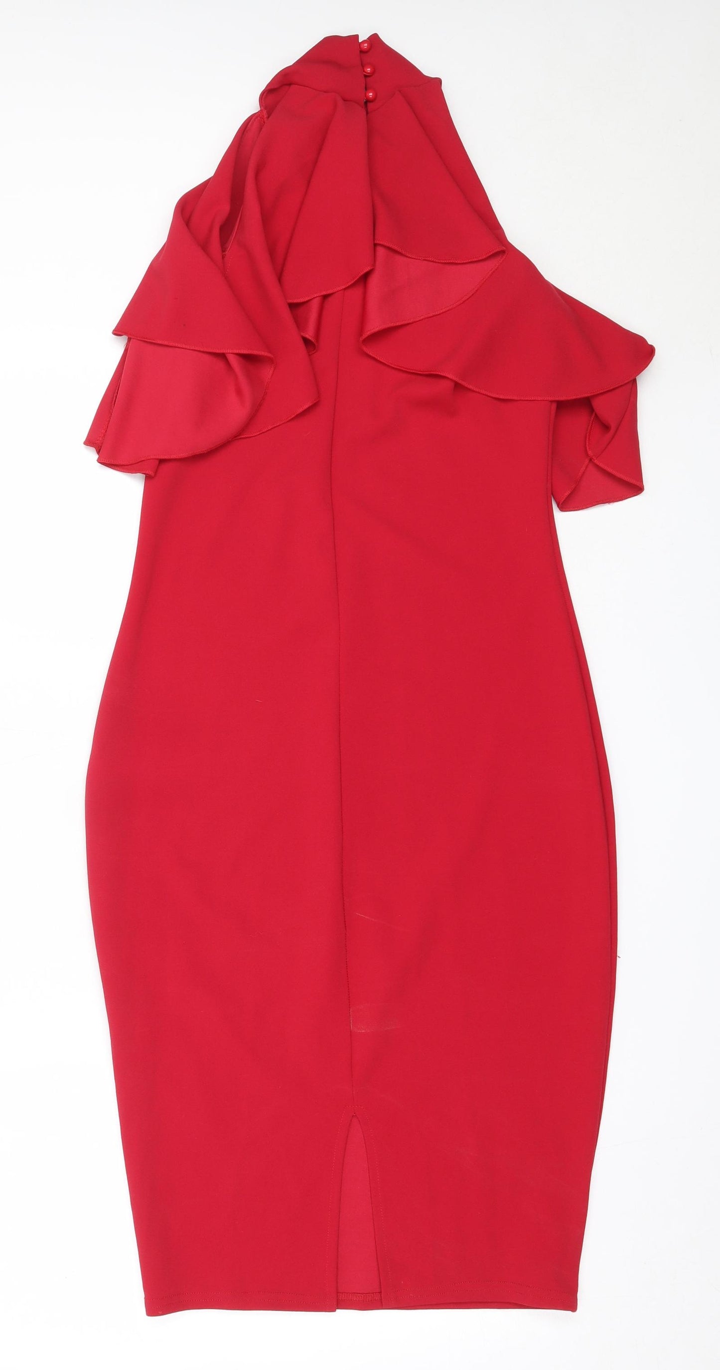 Missguided Womens Red  Polyester Bodycon  Size 12  High Neck